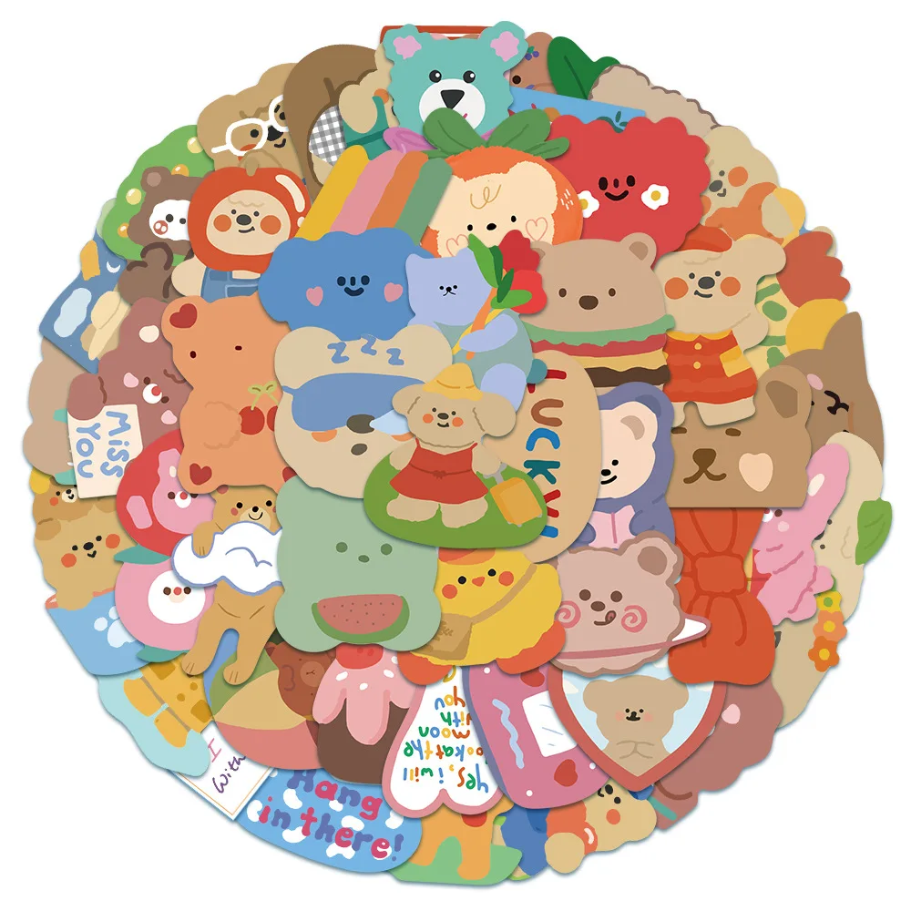 

10/30/50 шт., детские наклейки «Медведь»