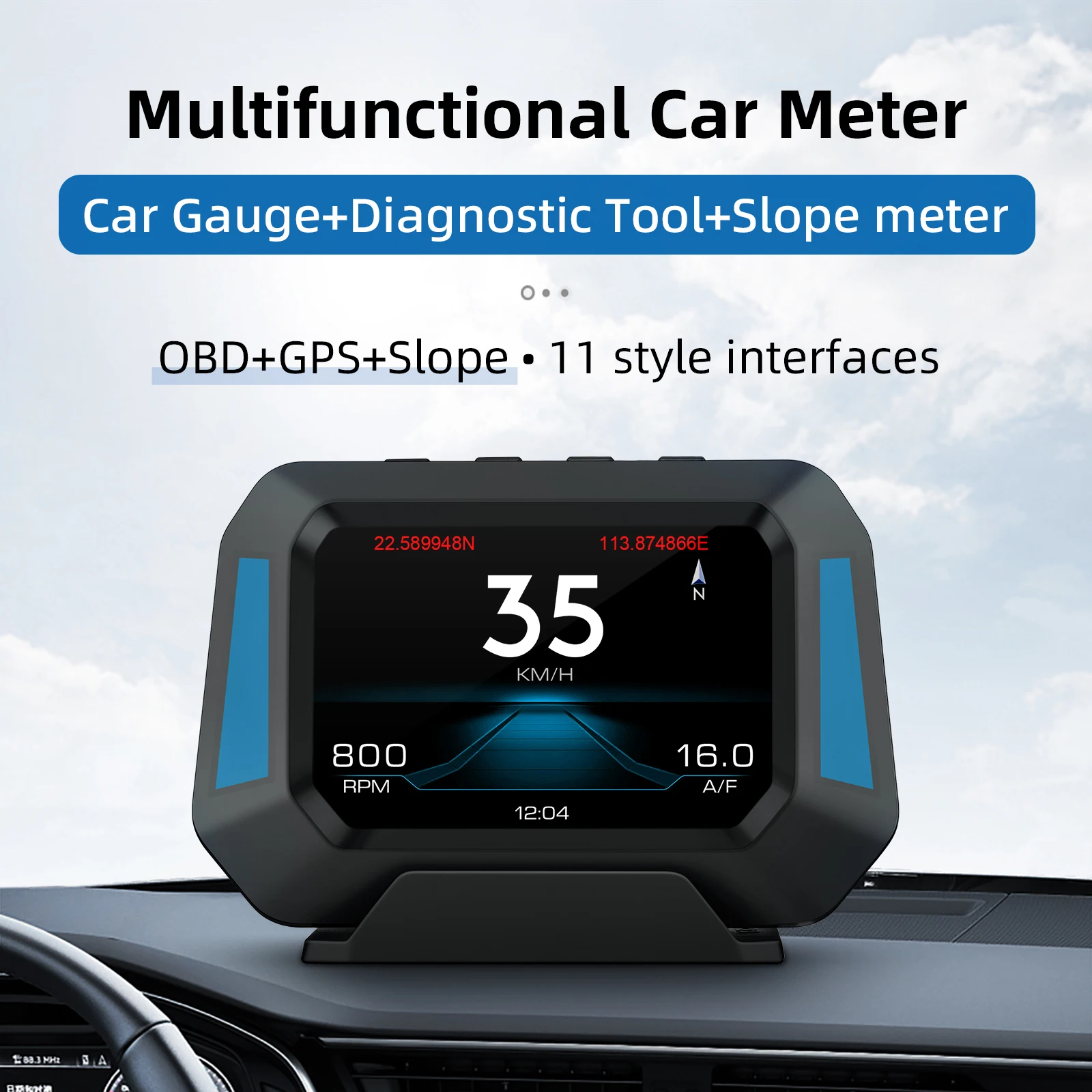 

2022 new HUD 3.5 Inch Head Up Display OBD GPS System GPS Real-Time Off-road Vehicle System Speedometer Auto Accessories