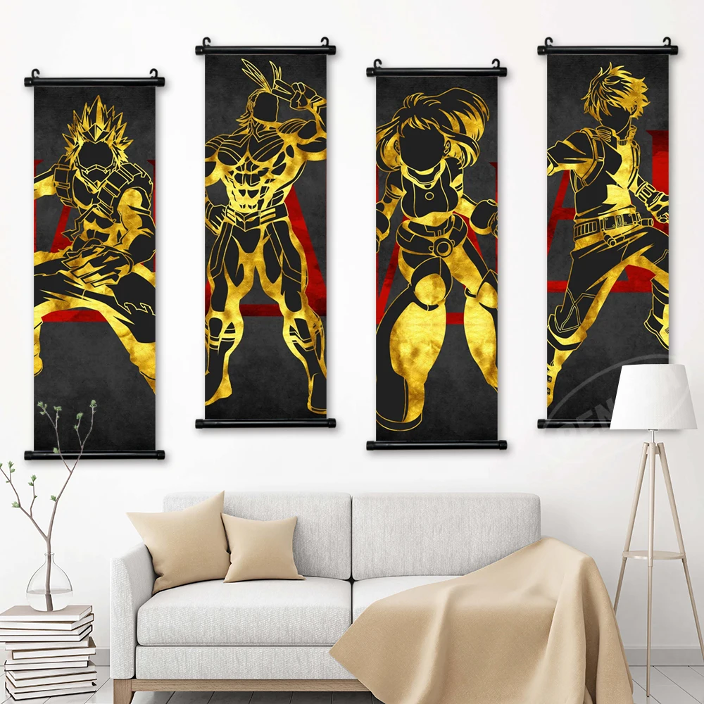 

Wall Art My Hero Academia All Might Pictures Mural Anime Poster Midoriya Izuku Scroll Hanging Painting Canvas Print Home Decor