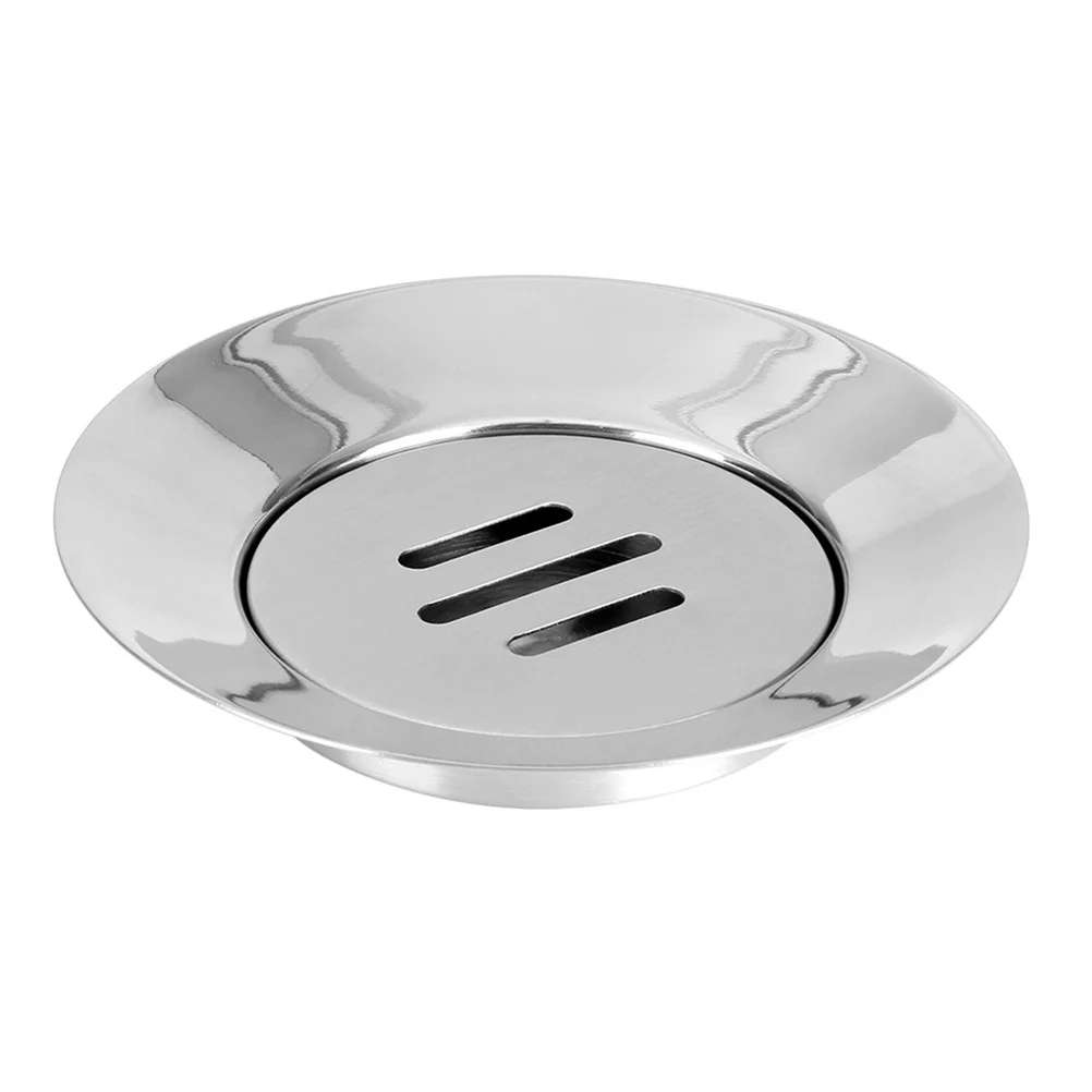

Round Soap Dish Stainless Steel Soap Holder Bathroom Shower Double Layer Draining Soap Box(Silver/12x12cm)