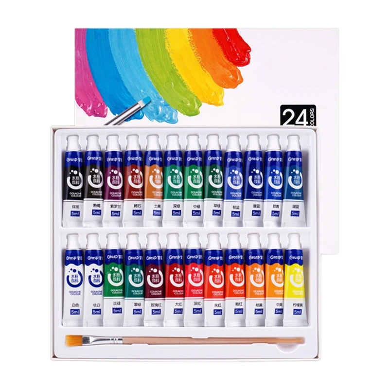 

For 5ml Gouache Painters Watercolor Academy Colors Beginners Kit Art 12/18/24/36 Paint Set In Student Pigment Tubes Art