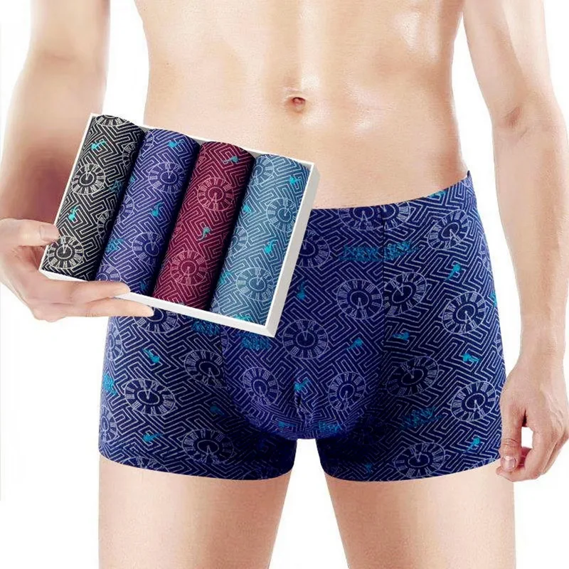 Хлопковые боксеры 4 шт./лот нижнее белье для мужчин Брендовые мужские трусы