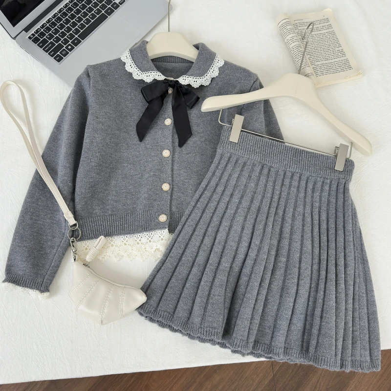 Bomon Y2K осенний новый нежный ветровой бант кружево лоскутное трикотаж с высокой