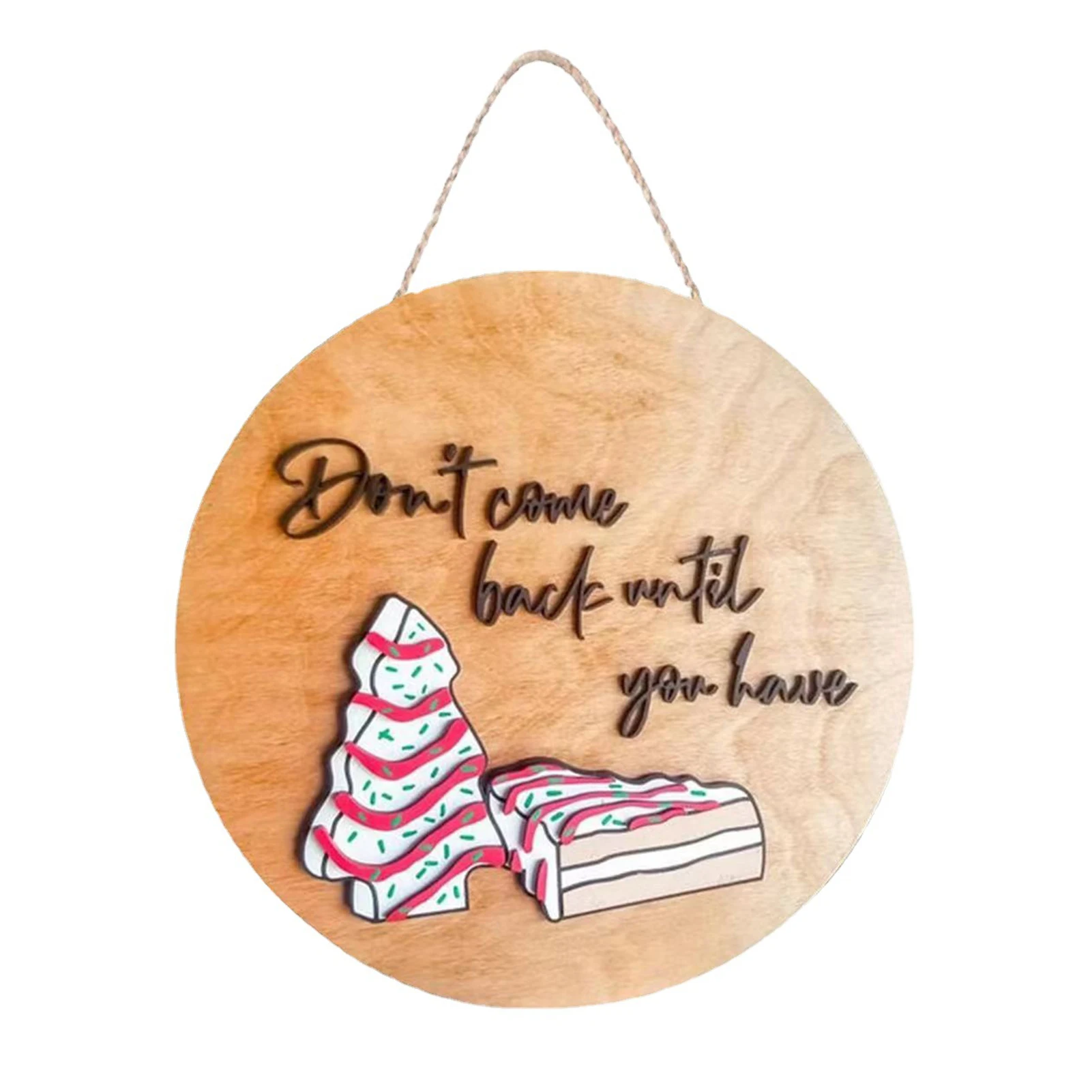 

Wood Christmas Cake Ornament Crafts Round Carved with Rope for Housewarming Gifts Fall Christmas