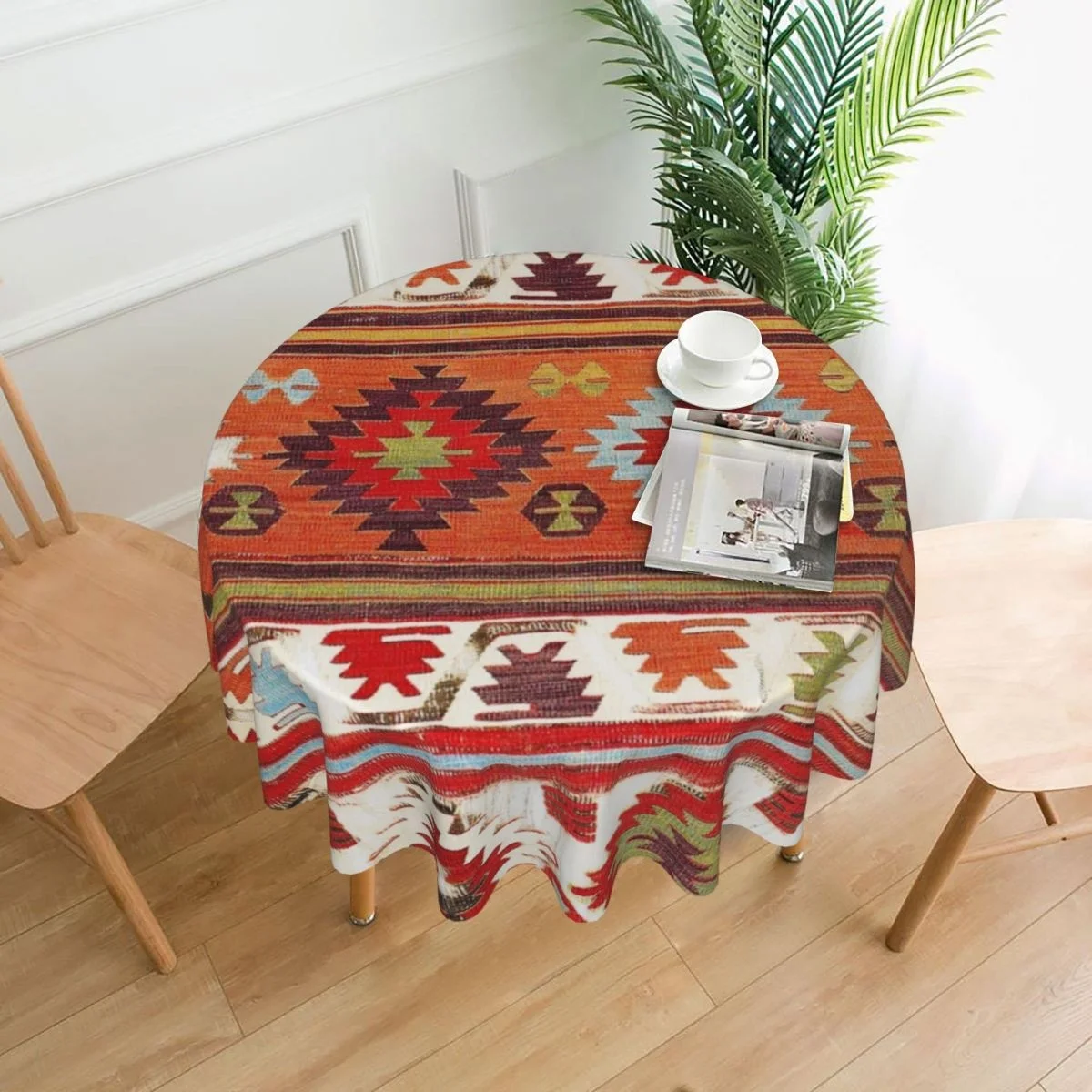 

Konya Central Anatolian Kilim Print Table Cloth Tablecloths Polyester Creative Waterproof Round Picnic Mat for Table Decorations