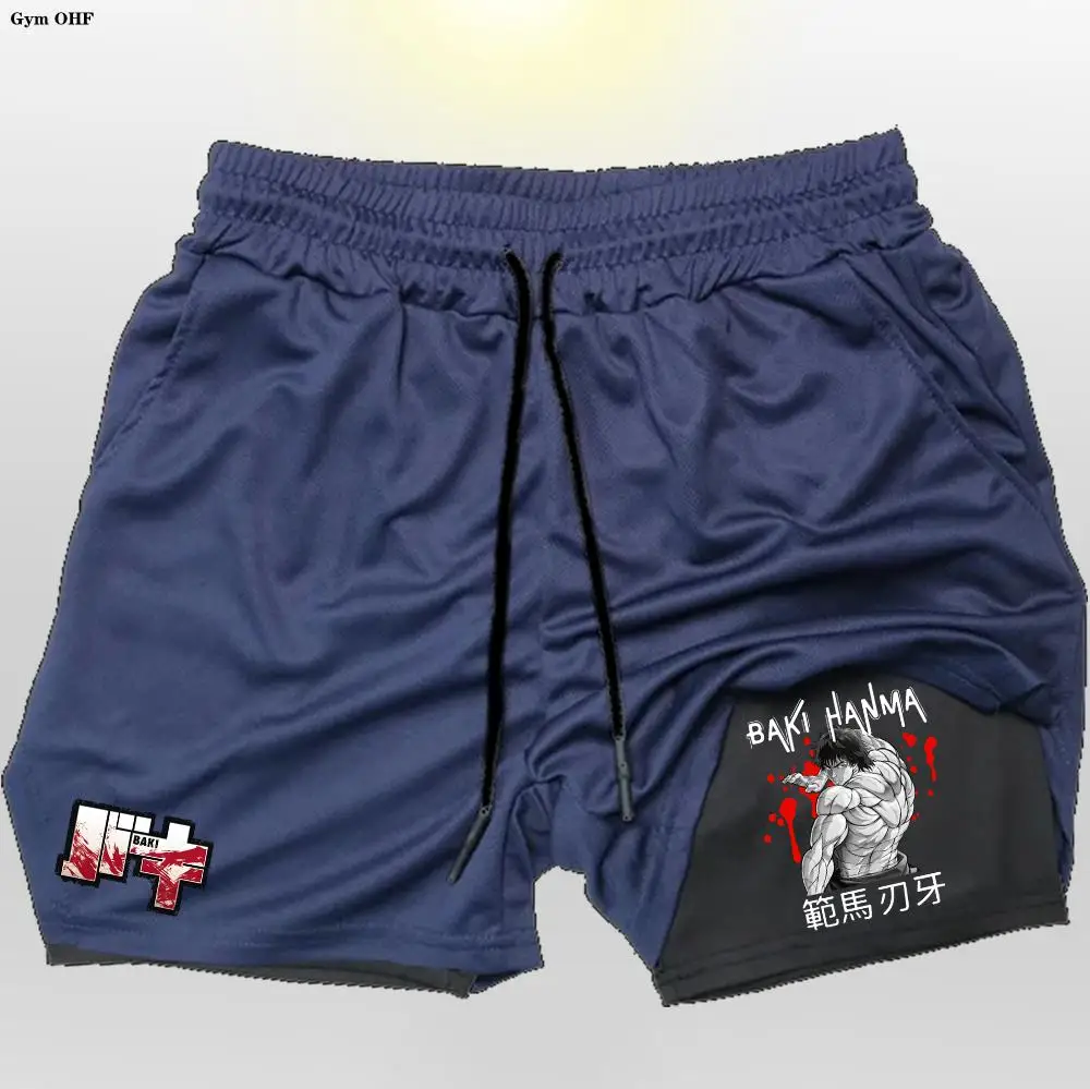 Мужские Спортивные Шорты 2-в-1 Дышащие Двухслойные Для Бега Тренировок В