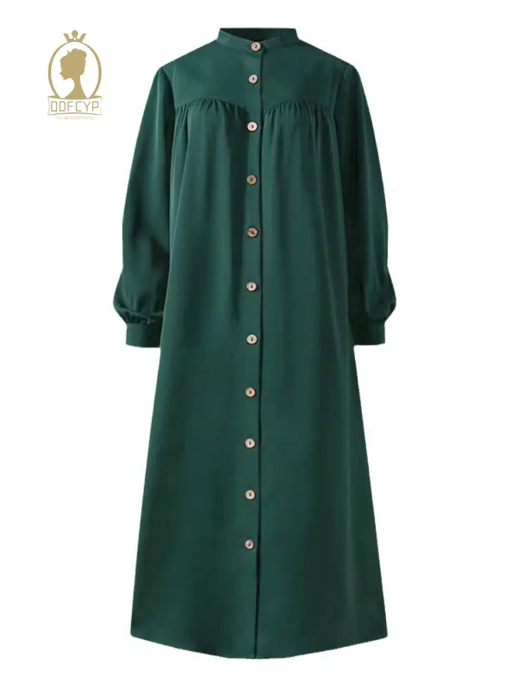 

Женское винтажное платье с карманами, повседневное свободное ТРАПЕЦИЕВИДНОЕ ПЛАТЬЕ в этническом стиле с длинным рукавом, пуговицами, осень 2023