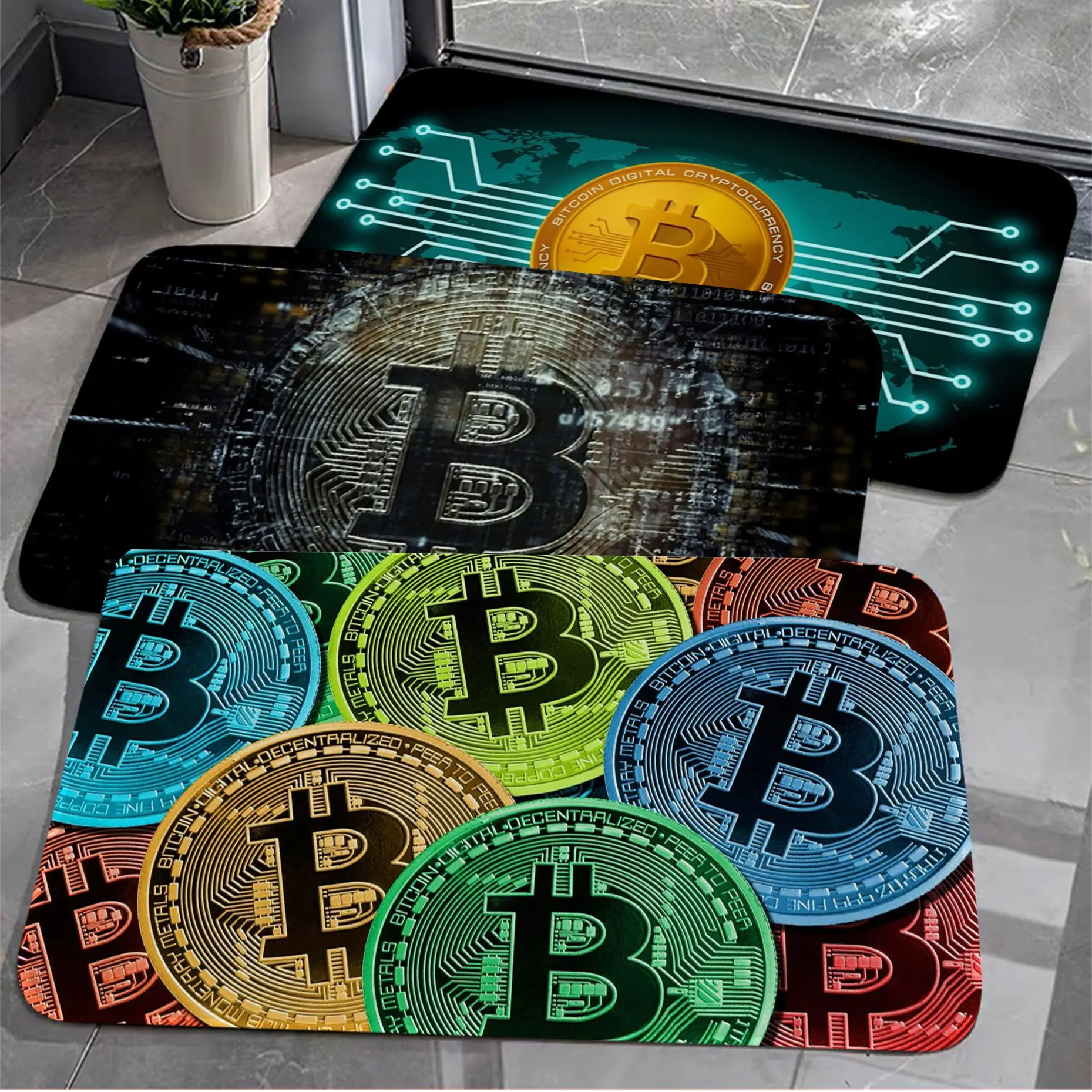 

Bitcoin Long Rugs Nordic Style Bedroom Living Room Doormat Home Balcony Anti-Slip Toilet Rug