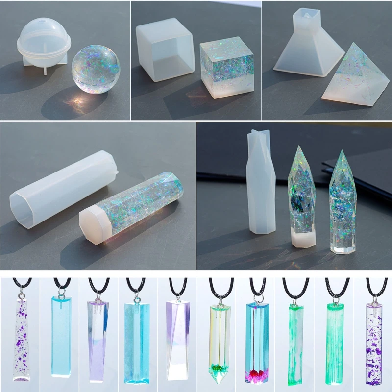 

10 Style Pendulum Stereo Mold Silicone Pendant Mold Epoxy Quartz Crystal Resin Mold Gem Faceted Jewelry Mold Diy Crafts