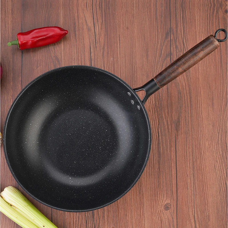 

32cm Nonstick Skillet Frying Pan Egg Pan Omelet Pan, Kitchen Wok Pan Nonstick Cookware Granite Coating,Black