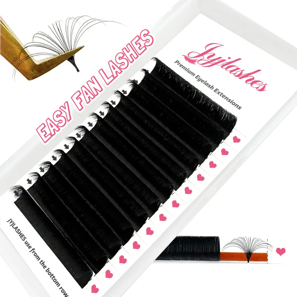 Ресницы JYJLASHES для наращивания легкие матовые черные цветущие ресницы