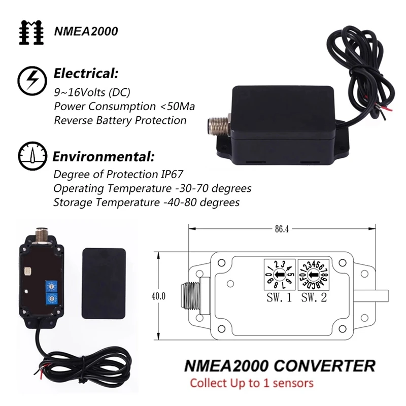 2 шт. Конвертеры NMEA2000 для баков яхт CX5001 NMEA 2000