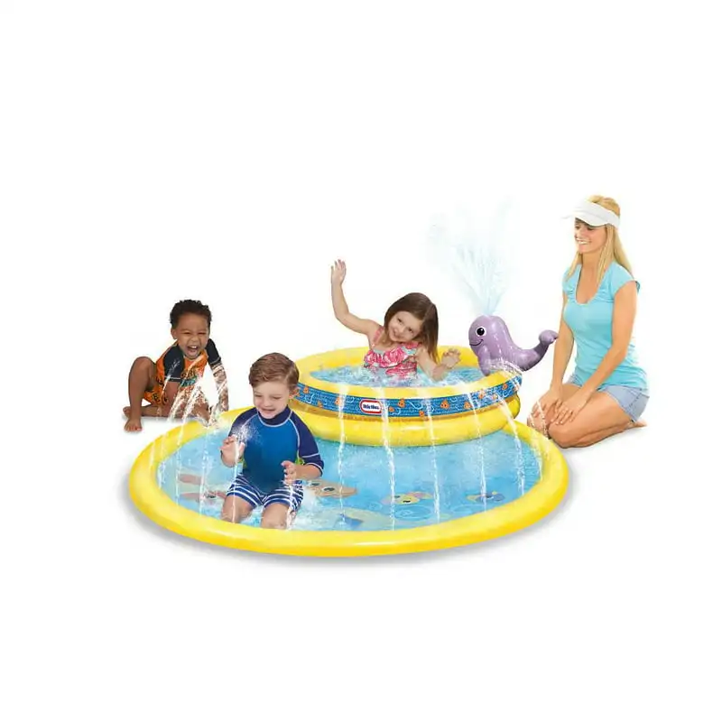 

Little Tikes My First Lil Water Park, Round Splash Pool with Whale Sprinkler and Spray Mat for Kids Ages 3-6