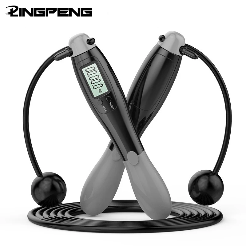 Jump Rope Adjustable Length Digital Counting Skipping Rope with Exercise Cordless Ball for Fitness Workout Home Outdoor