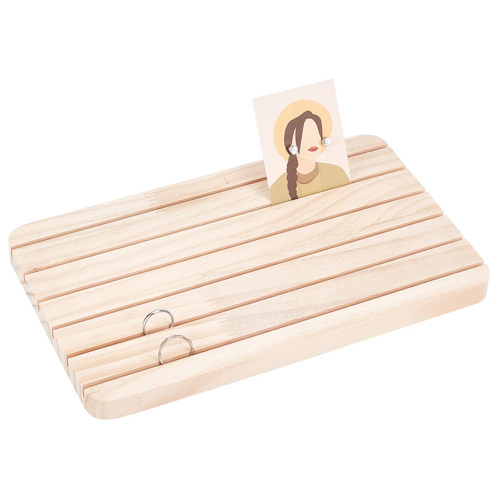 

Natural Wood Jewelry Display Stands 6 Slots Holder for Necklace Rings Earrings Bracelets Card Desktop Organizer Packing Stand