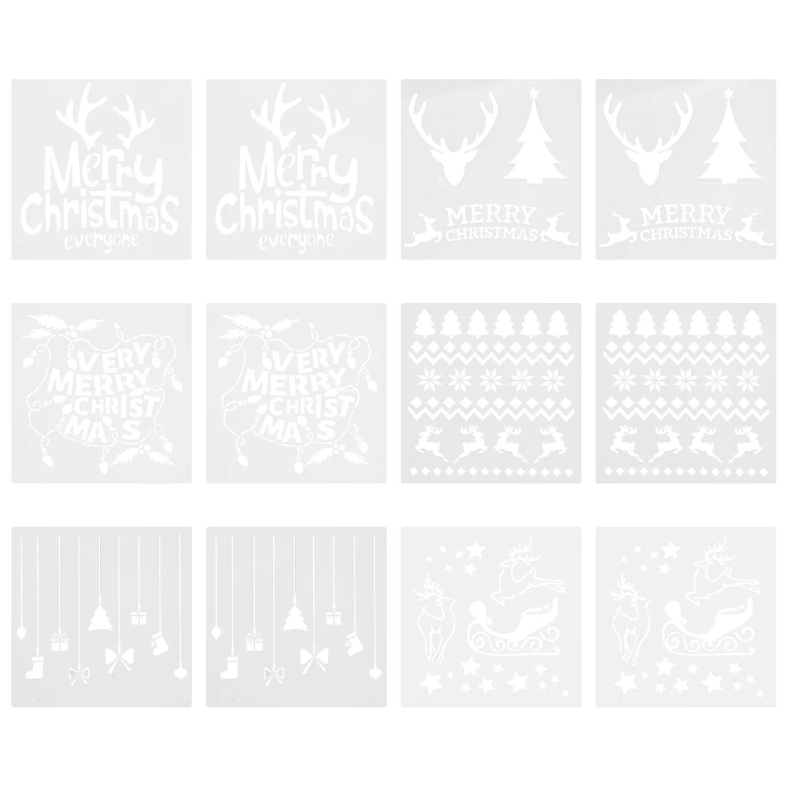 

12Pcs Printing Coffee Christmas Spray Template Snowflake Floor Template DIY Painting
