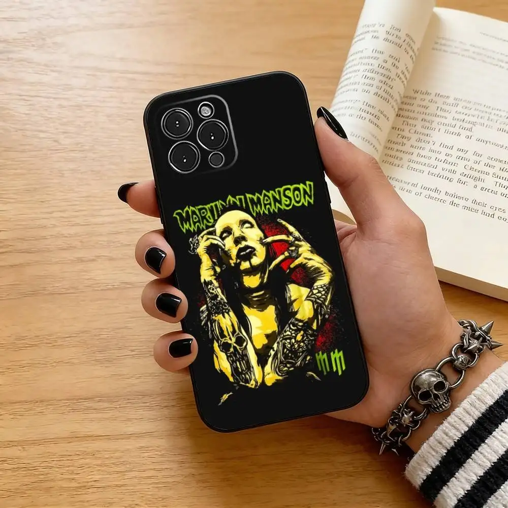 Фото Чехол для телефона M-Marilyn M-Manson для iPhone 17, 16, 15, 14, 13, 12, 11 Plus, Pro Max и других моделей, мягкий черный чехол №4