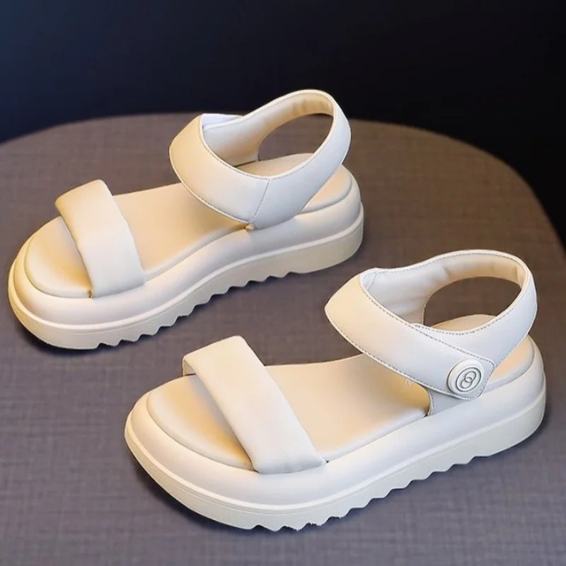 2023Lady Summer Thick Platform Sandals Women Flat Sandals Summer Flip Flops Comfortable  Flats Sandals Women