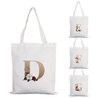 tote bag for women canvas 2022 new luxury white handbag letter flower reusable shopping bag fashion harajuku student book bag