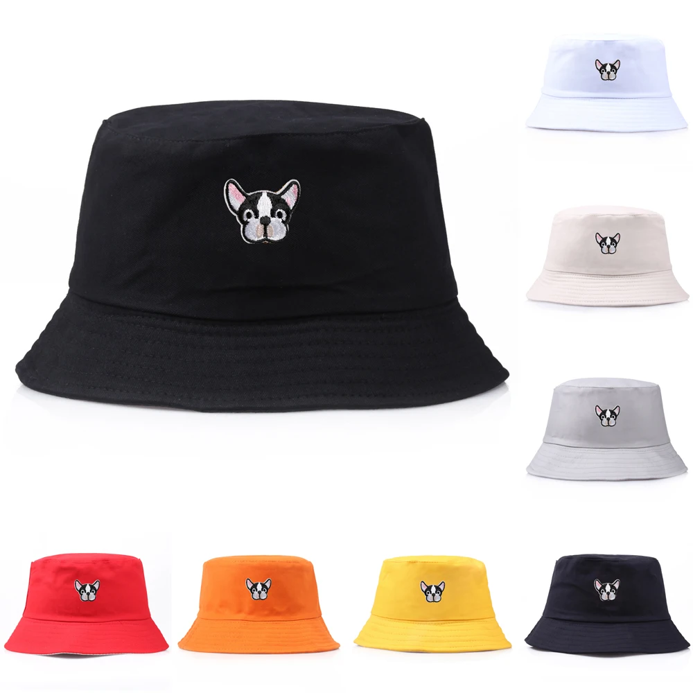 

Women's Cartoon Dog Bucket Hat Men Bob Embroidery Puppy Panama Hat Children Streetwear Fishing Sun Fisherman Hat Hip Hop Caps