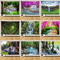 landscape creek flowing water waterfall style tapestry hanging painting background wall hanging beach towel hanging cloth