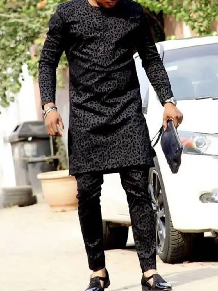 Ramadan Eid Muslim Fashion Men's African Black Suit Arabic Shirt Kurta Men Camisas Estilo Europeo Pars Hombre European Clothing