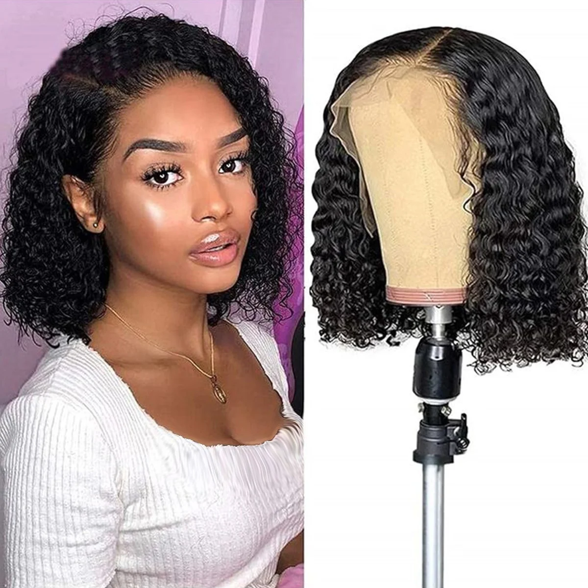 Парик из натуральных волос UNIKY среднего размера с глубокими волнами Remy и