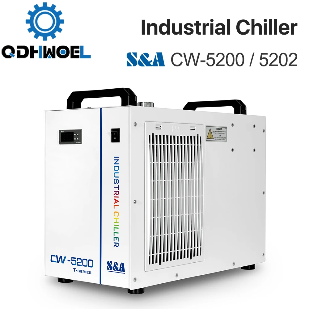 

QDHWOEL Cloudray S&A CW5200 CW5202 Industry Air Water Chiller for CO2 Laser Engraving Cutting Machine Cooling 150W Laser Tube