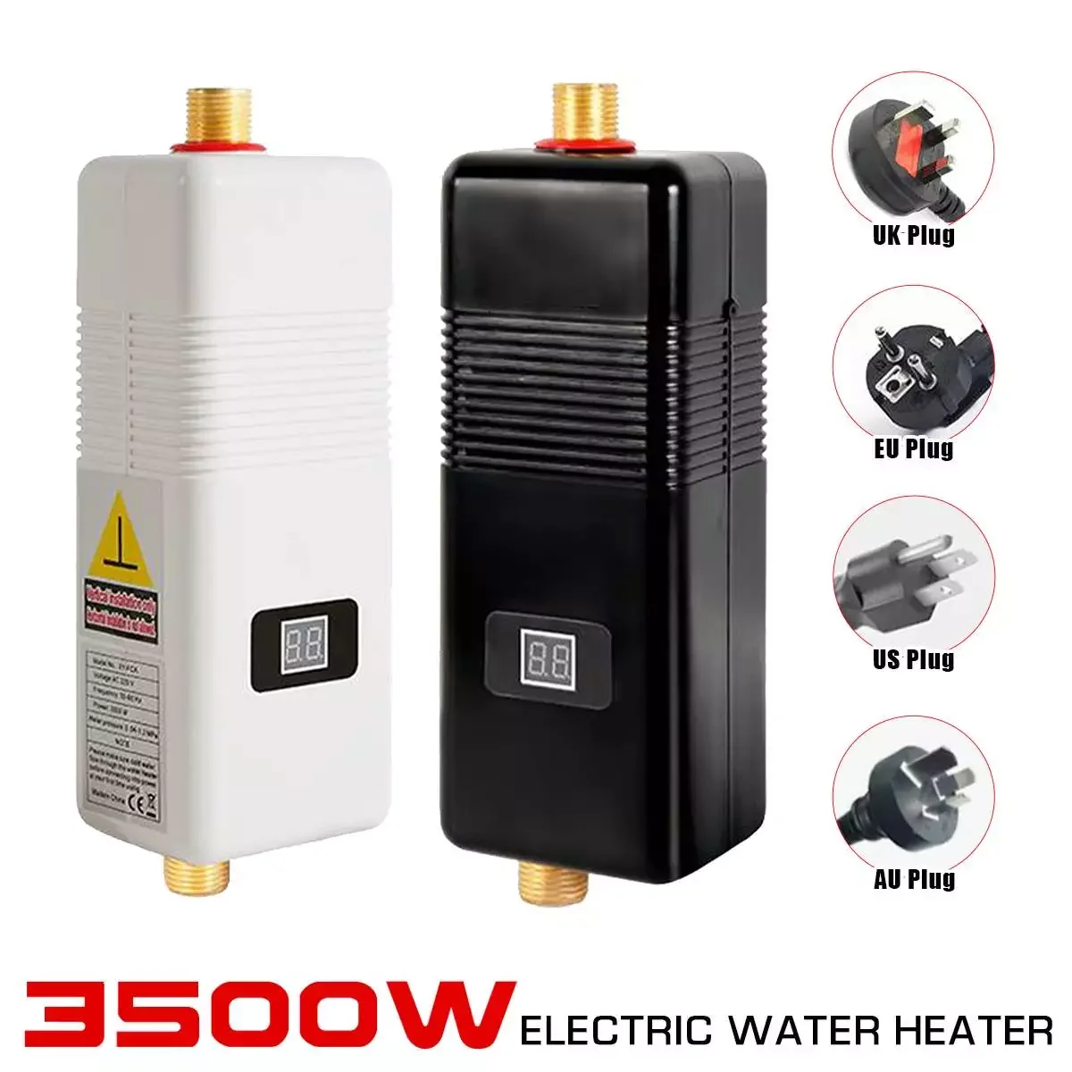 

220V 3500W Mini Electric Water Heater 3 Seconds Instant Heating Indoor Shower Tankless Water Heater Kitchen Faucet Water Heating