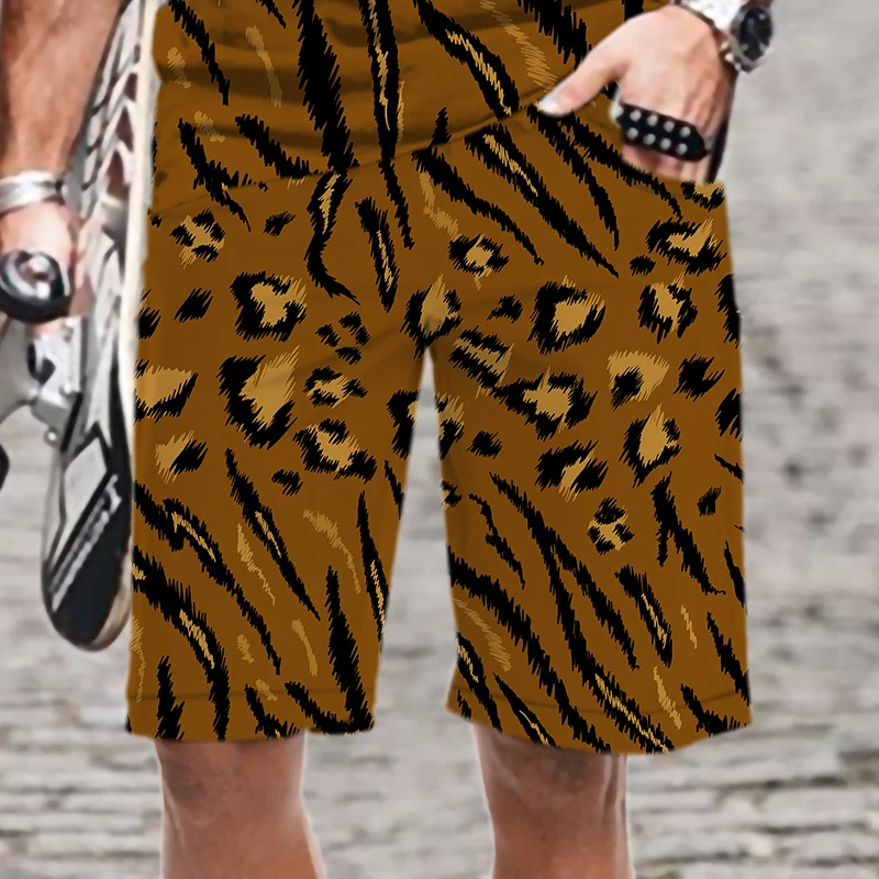 Sets 2-Piece Leopard Print Series Streetwear Man / Woman Short Bape Pants Men's Abstract Pattern Harajuku Mens Shorts Hip Hop