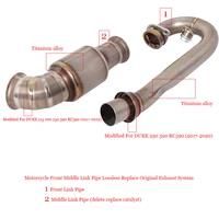 motorcycle front middle link pipe exhaust system delete replace original modified for duke 125 200 250 390 rc390 2017 2020