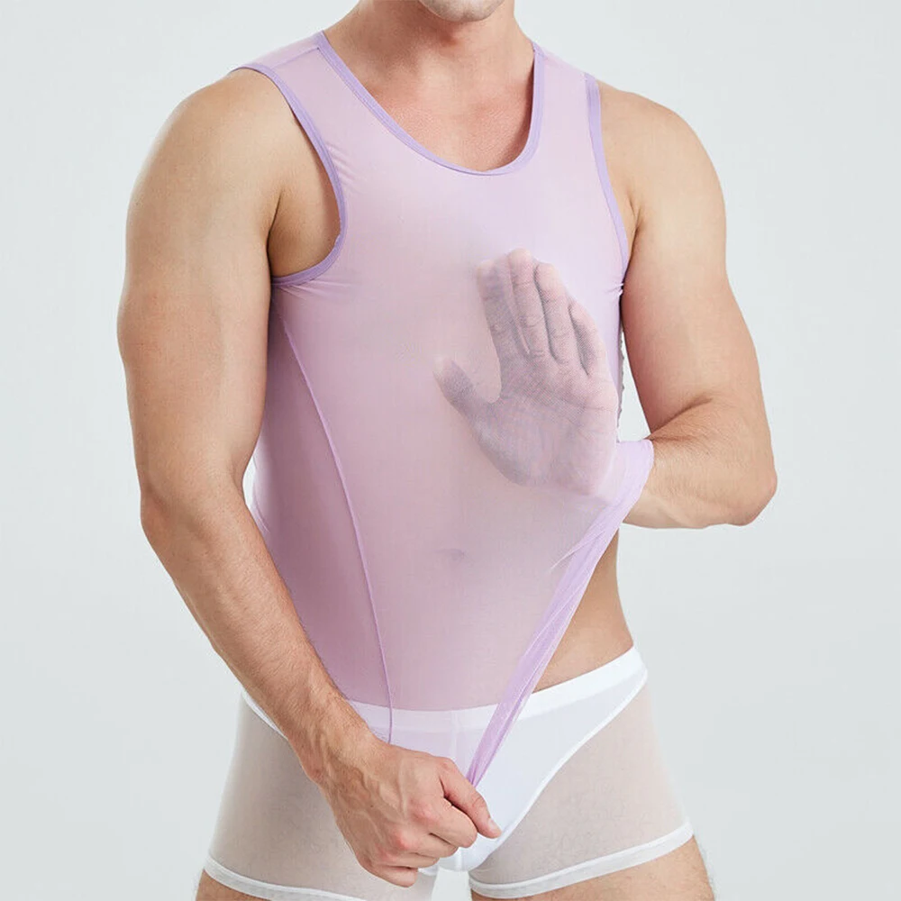 

Mens Transparent Vest Male Elastic Mesh Sleeveless Tops Elastic Vest See-through Shirt Gym Muscle Tank Sport Muscle Undershirts