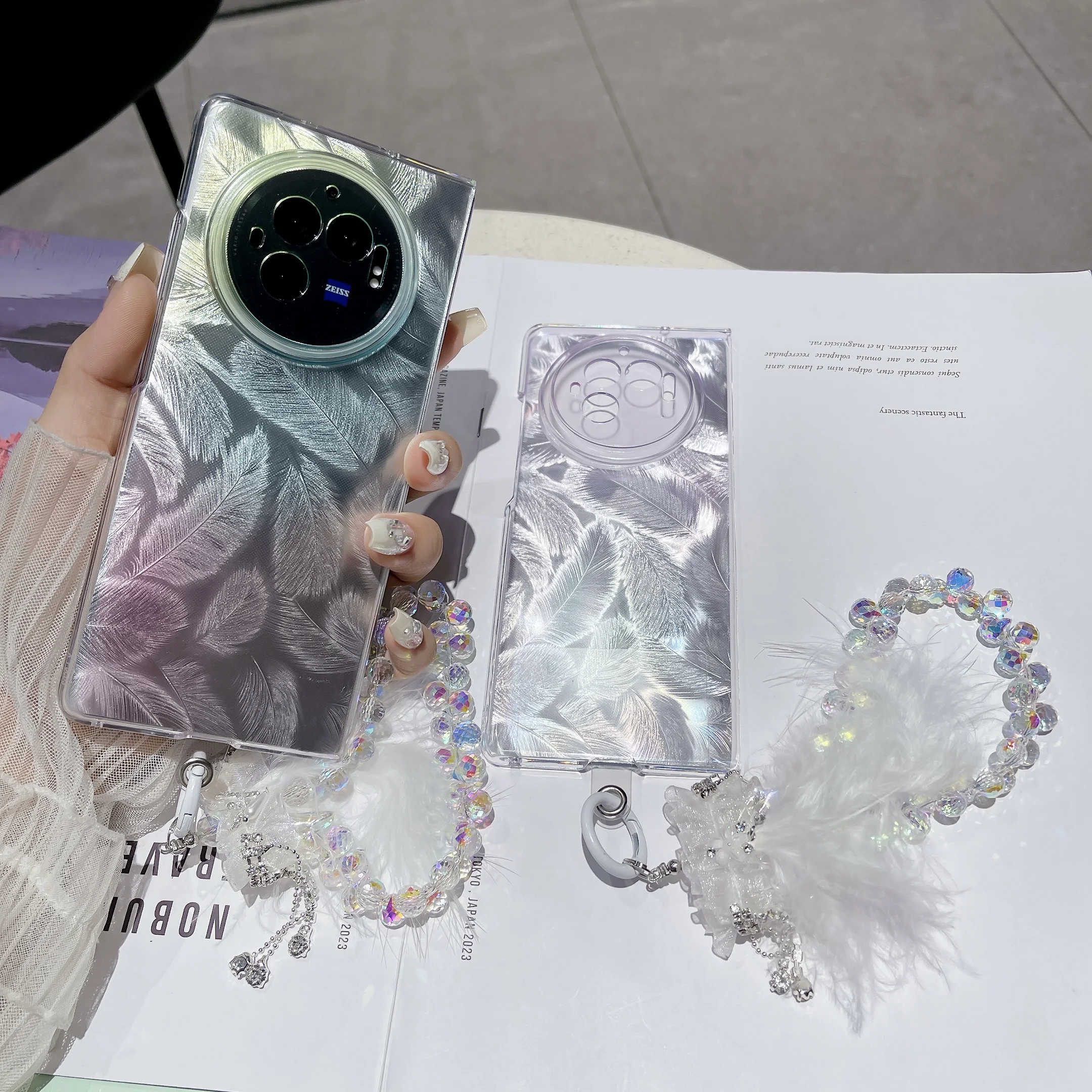 Перо бумага Градиент красочный с браслет цепочка жесткий акриловый ударопрочный