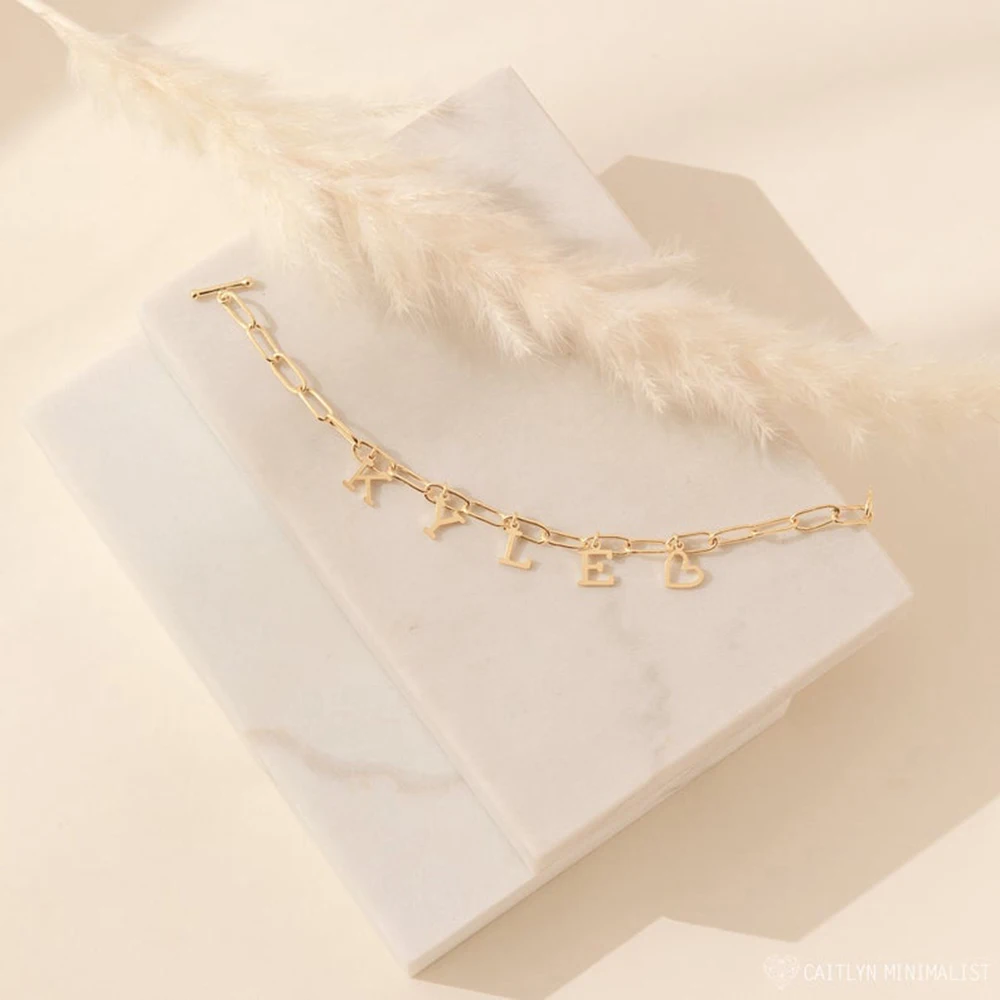 Personalized Name Letter Charms Bracelets for Women Fashion Custom Stainless Steel Jewelry Gifts Couple Bracelet Femme Pulseiras