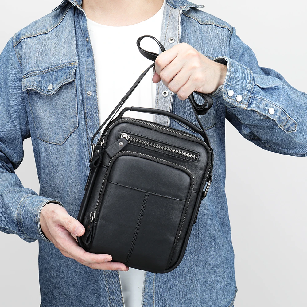 WESTAL Genuine Leather Shoulder Bag Husband Messenger Crossbody Bags For Man Business ipad Handbags Zip Party Bag for Man   6105 images - 6