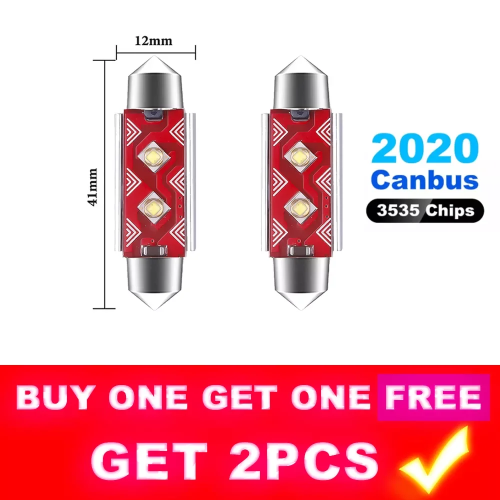 

2pcs C5W Led Bulb C10W Canbus Error Free Festoon 31mm 36mm 39mm 41mm Car Interior Lighting LED 3535 Chips 12V 6000K Auto Lamp