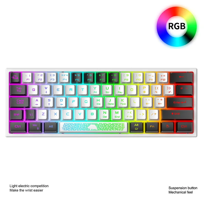 

ZIYOULANG K61 USB Mini Game Wired Keyboard 61 Key 60% RGB Backlight Suitable For Portable Travel