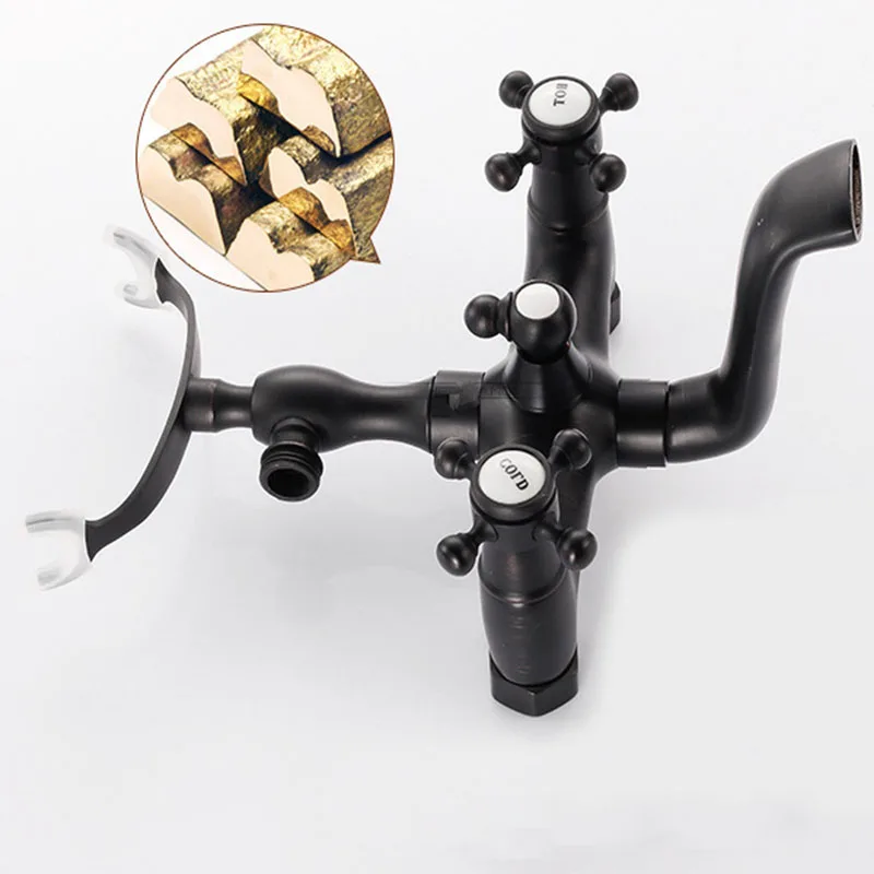 Bathroom Shower Head Full Copper Antique Handheld Set Bathtub Black Bronze Brushed Faucet |