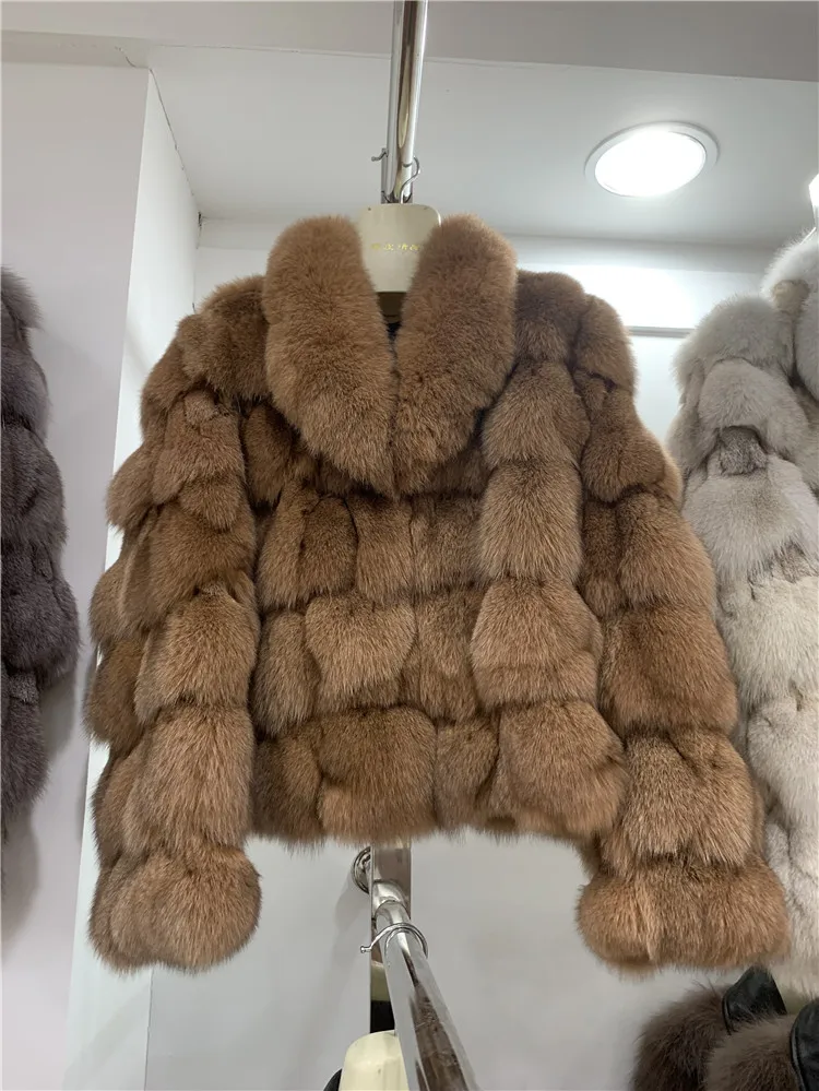 Hot Sale Winter Women Real Fox Fur Coat 100% Natural Fox Fur Jacket Turn-down Collar Fashion Luxury Streetwear Ladies Outerwear enlarge