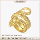 Женское кольцо с искусственной змеей ENFASHION, готическое Изогнутое Кольцо золотого цвета из нержавеющей стали, модные ювелирные украшения, 2020, R204085