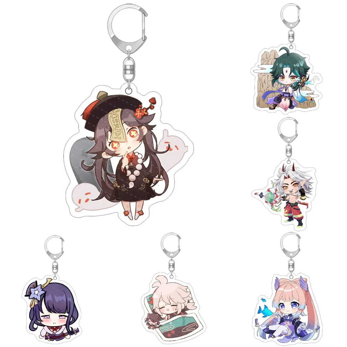 

Anime Keychain Genshin Impact Hutao Zhongli Diluc Xiao Keqin Man Key Chain Accessories Bag Pendant Key Ring Fans Gifts Cosplay