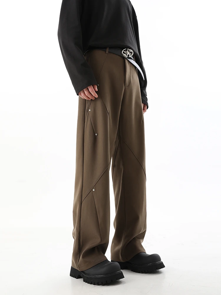 5 хип-хоп XINGX металлические декоративные прямые драпированные Костюмные брюки