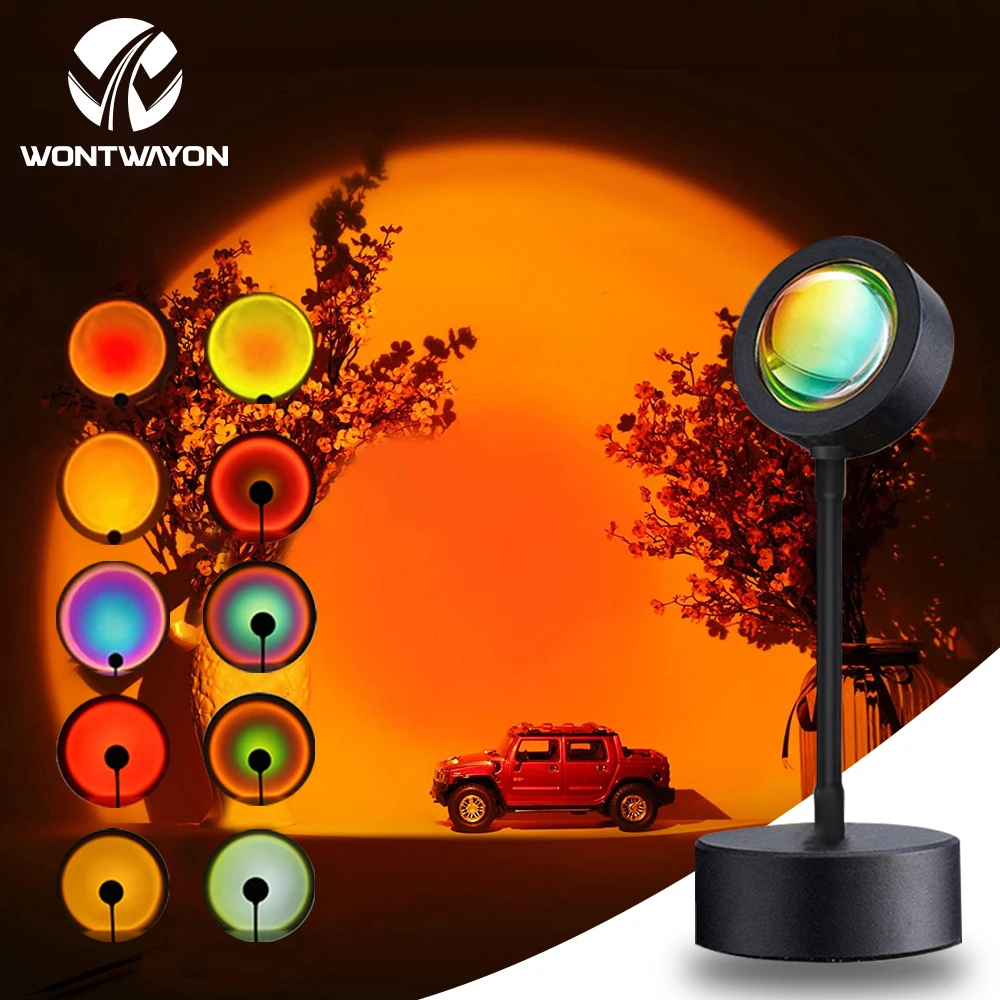 Проекционная Радужная светодиодсветодиодный лампа с USB-портом и закатом