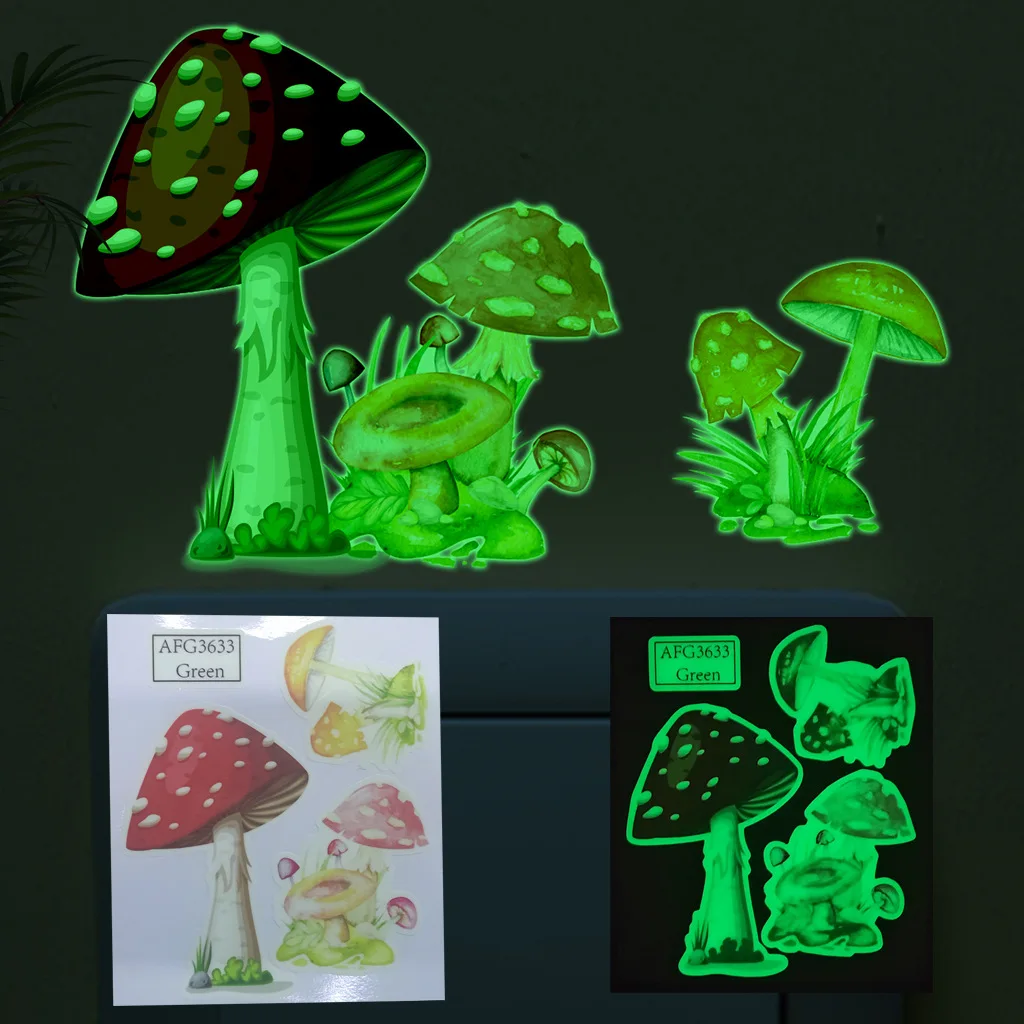 

Colorful Mushroom Luminous Wall Sticker for Kids Rooms Girls Room Home Decor Glow In The Dark Fluorescent Light Switch Stickers