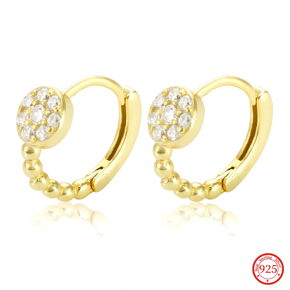 

100% 925 Sterling Silver CZ Zircon Charm Clips Hoop Earrings For Women Girls Party Ear Fine Jewelry