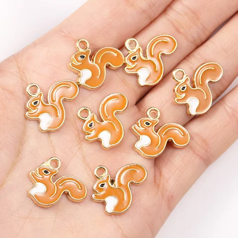 10 шт. 18*15 мм, смешанные цвета, мультяшная милая белка, очаровательное искусственное масло, животные, очаровательные серьги «сделай сам», браслет, ювелирные изделия, аксессуары