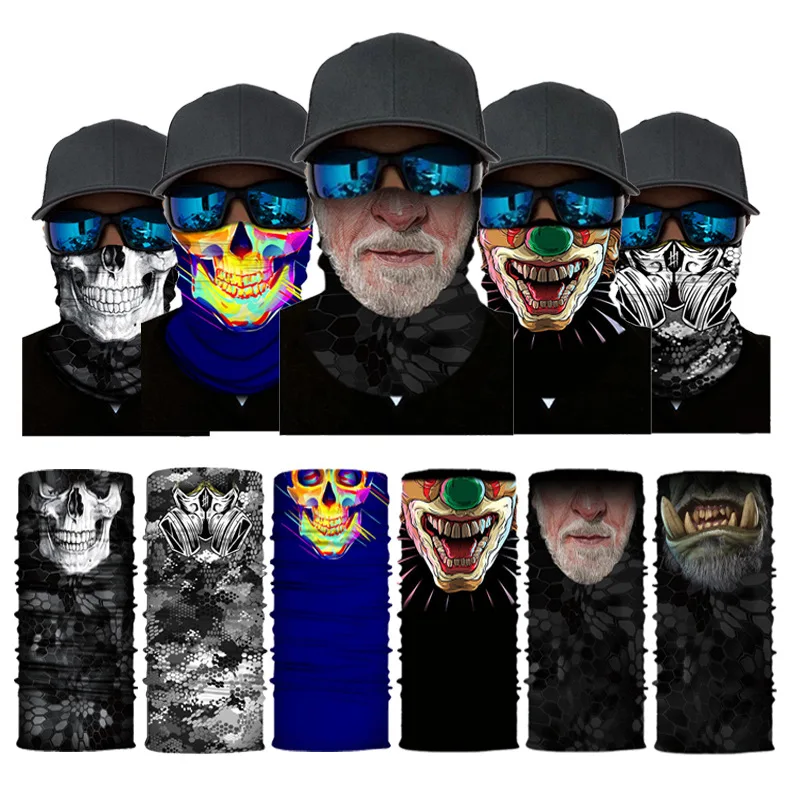 

2022 New Skull Half Face Series Magic Bandana Seamless Protective Warm Scarf Outdoor Gear Mask