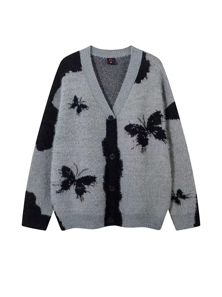 American High Street Couple look Cardigan sweater 2024 New Autumn and Winter Idle Sle All-Matching Knit Outerwear