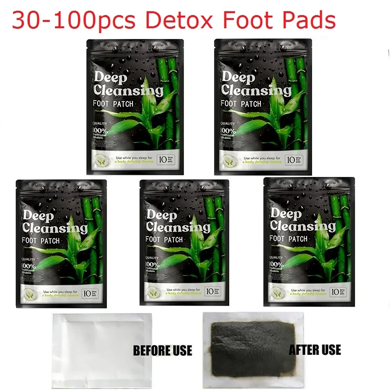 

30-100PCS Detox Foot Patches Pads Natural Herbal Stress Relief Feet BodyToxins Detoxification Cleansing Pad Health Care