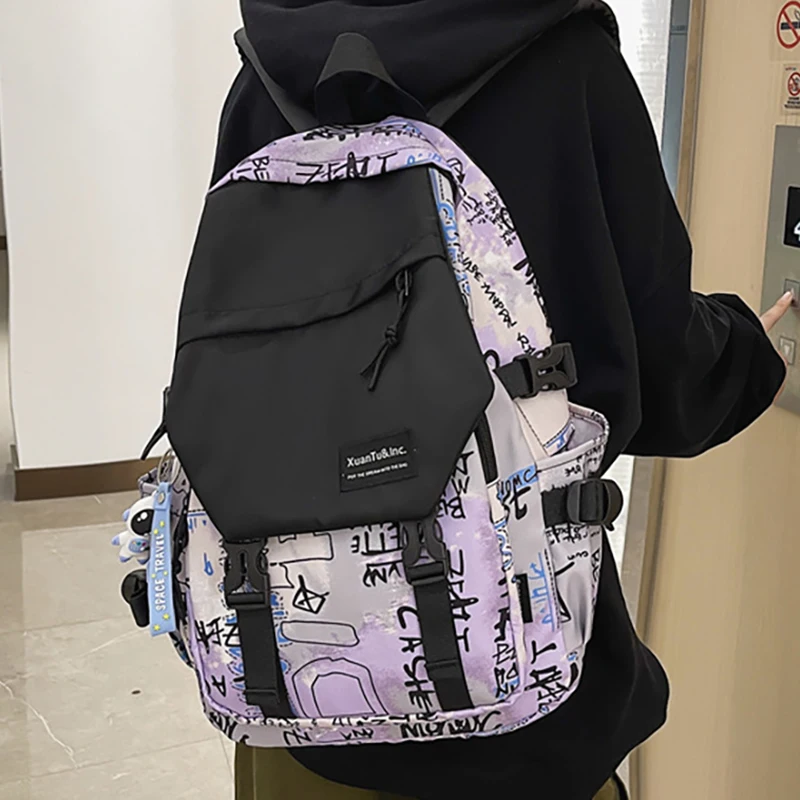 

Cute Large Capacity School Bag For Girls Fashion Graffiti Girl Backpack Waterproof Student Lightweight Decompression Schoolbag